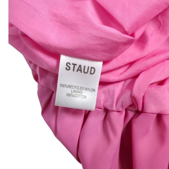 Staud Off the Shoulder Nylon Dress in Bubble Gum Bright Pink SZ 6 - Picture 9 of 11